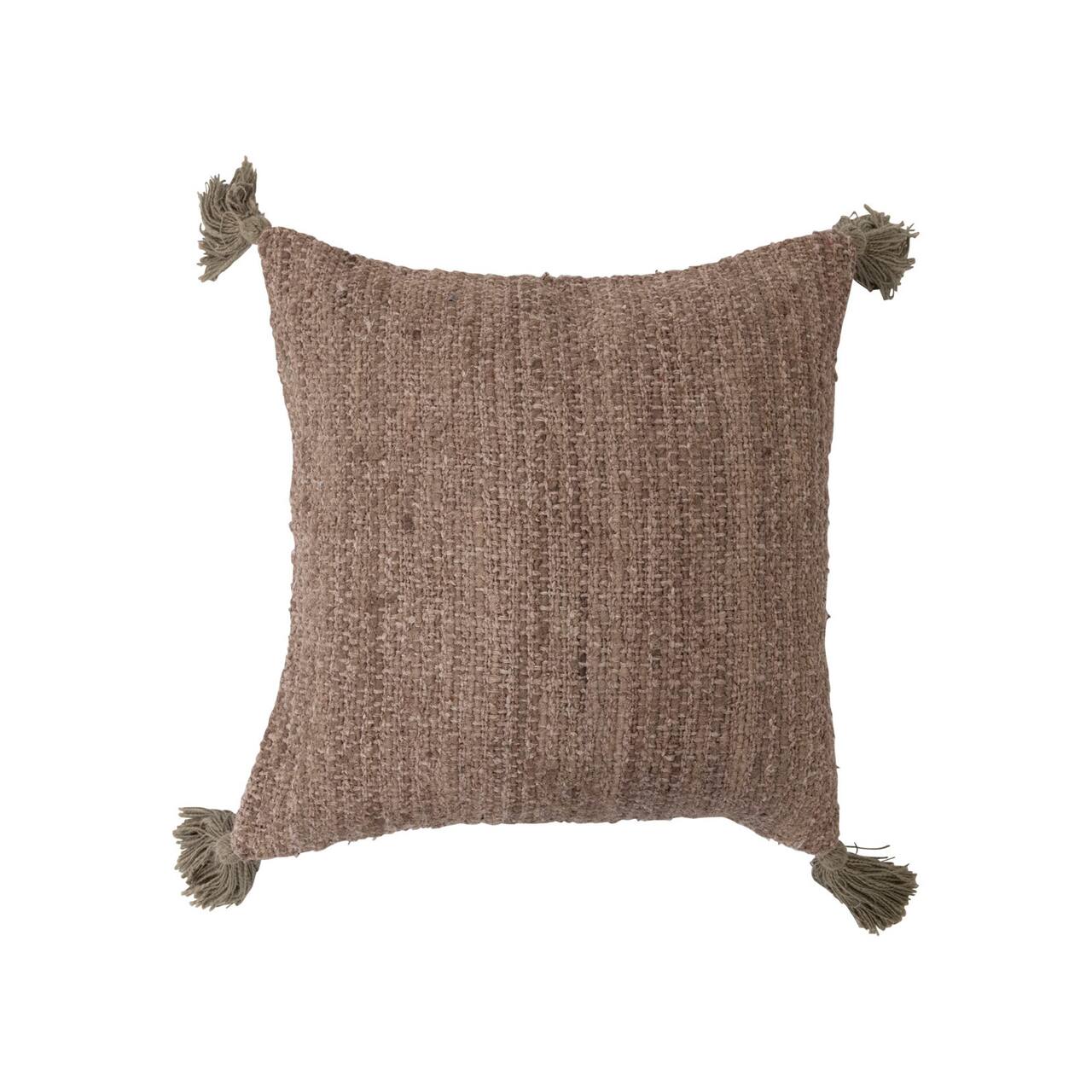 Hello Honey® Woven Cotton Striped Pillow with Chambray Back & Tassels
